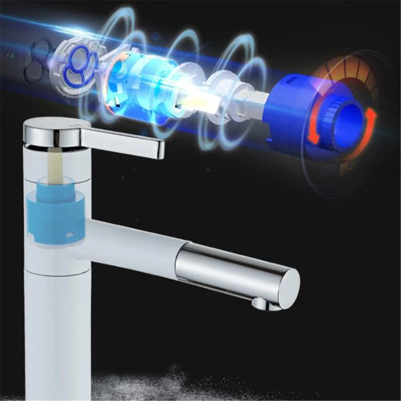 

Bathroom Kitchen Basin Faucet Single Handle Pull Out Spray Sink Tap Hot And Cold Water Crane Deck Mount Faucets