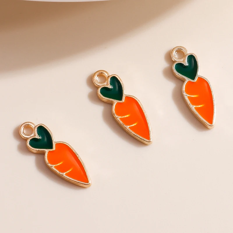 10pcs/lot 5*16mm Mini Carrot Charms for Earrings Pendants Necklaces Making Cartoon Enamel Heart DIY Jewelry Accessories - купить по