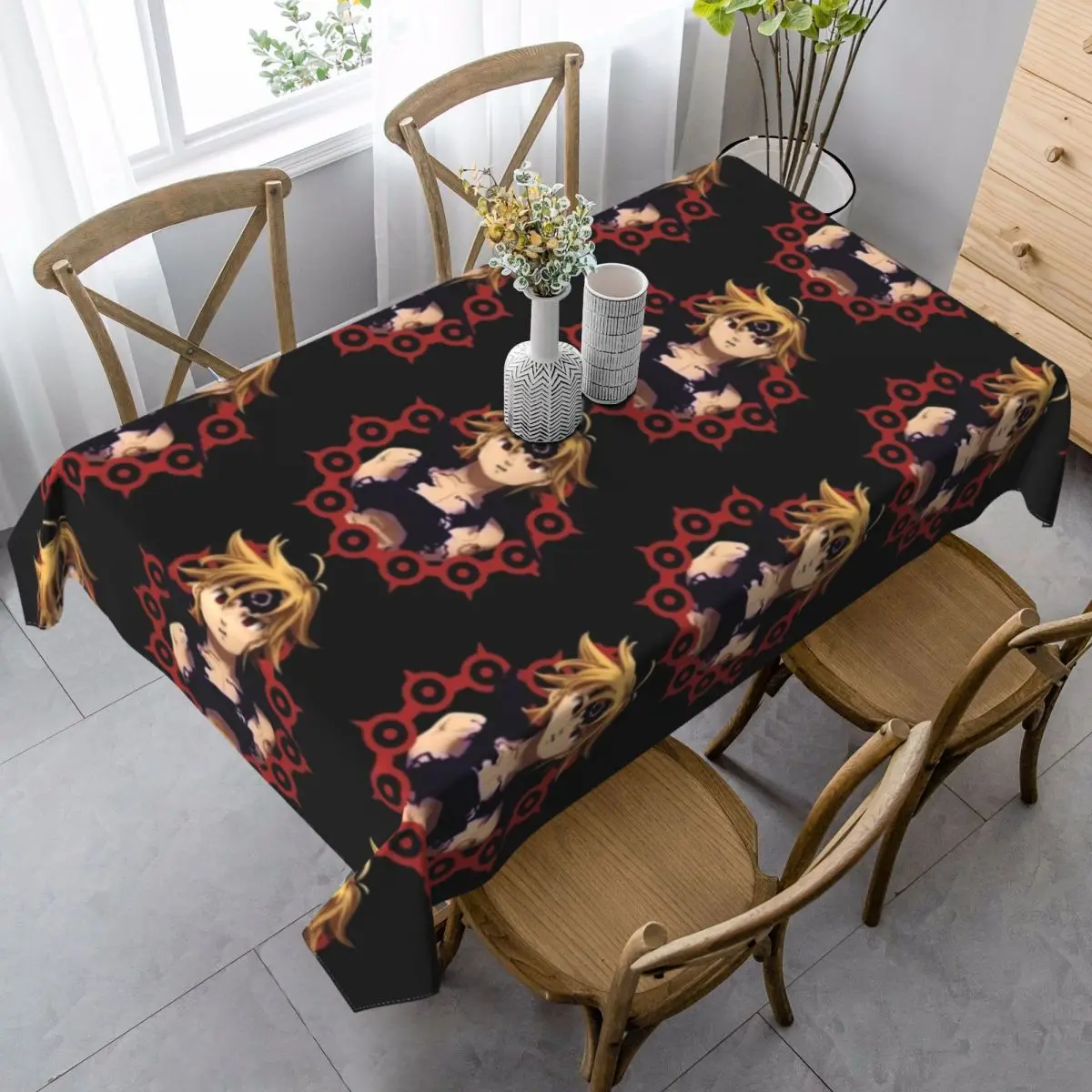 

7 Deadly Sins Tablecloth Protection Living Room Table Cover Beautiful Printed Polyester Wholesale Table Cloth