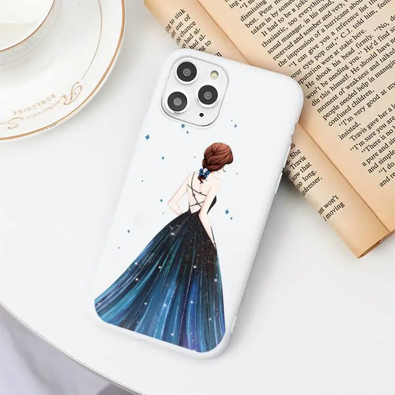 

Dress wedding girl Phone Case Candy Color White for iPhone 11 pro XS MAX 8 7 6 6S Plus X 5S SE 2020 XR