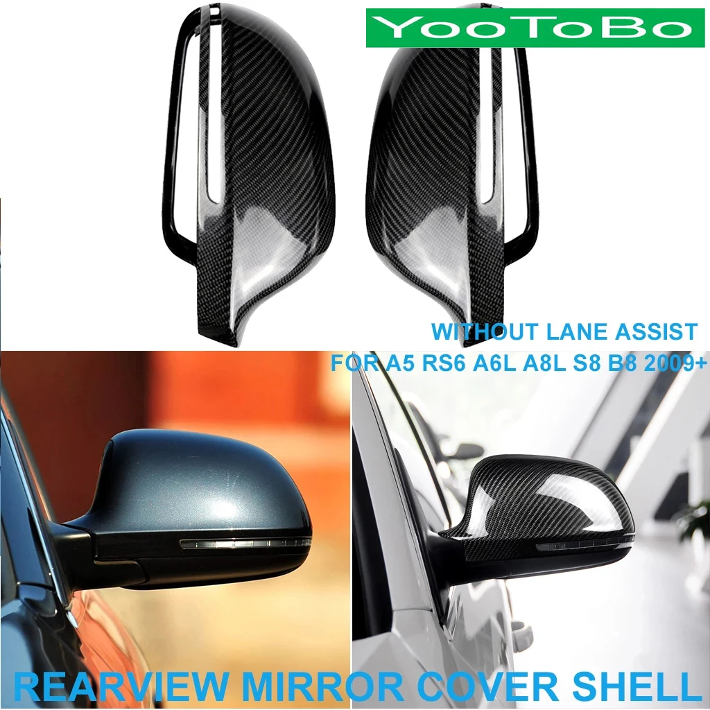 

LHD RHD Real Dry Carbon Fiber Rearview Rear Side Mirror Cover Cap Shell Trim NO Lane Assist For Audi A5 RS6 A6L A8L S8 B8 2009+