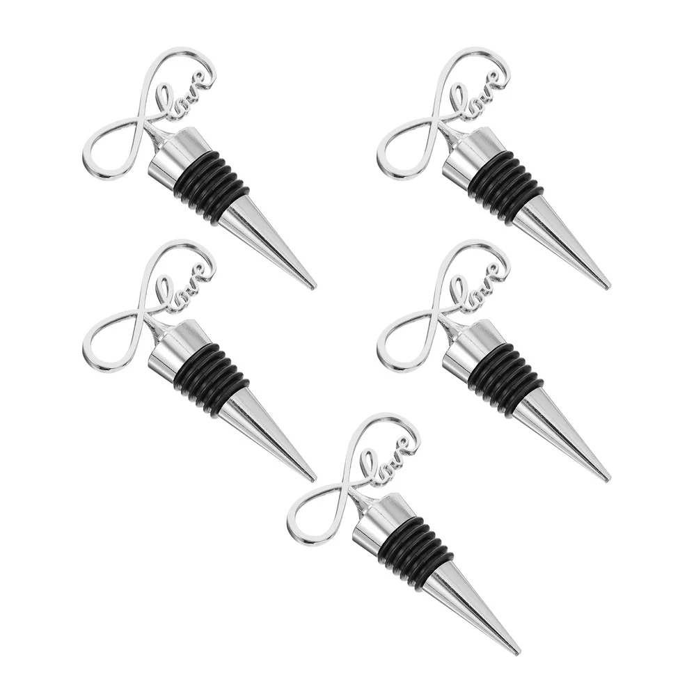 

5 Pcs 1 Set Creative Champagne Plug Practical Useful Bottle Plug (Silver)