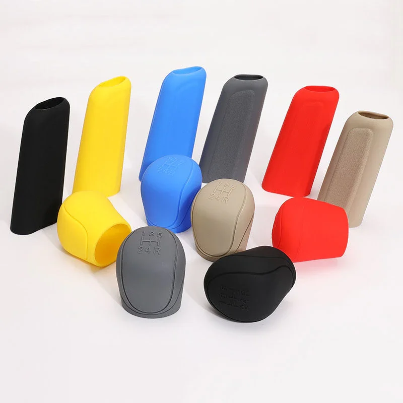 

2Pc Car Auto Manual Silicone Shift Gear Head Knob Cover Handbrake Hand Brake Covers Sleeve Case Skin Protector Car Styling
