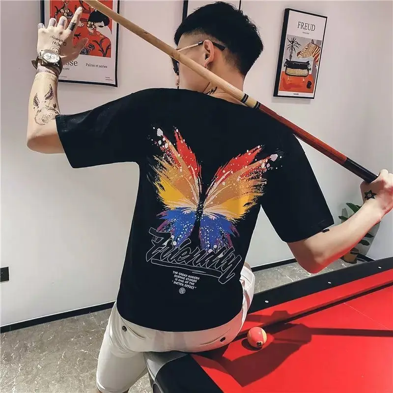 

Short sleeve T-shirt in Korean round neck t-shirt men's social person slim summer handsome fashion half sleeve top t shirt men