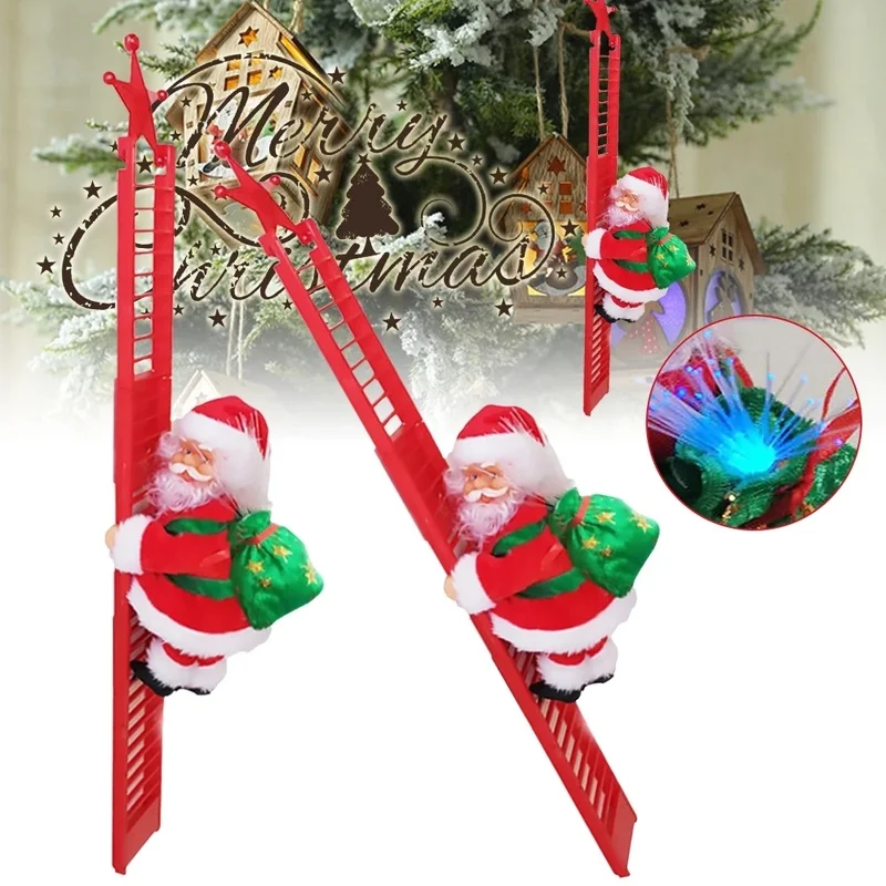 

Electric Santa Claus Climbing Ladder Christmas Ornament Decor Christmas Tree Home Tree Hanging Decor with Music Children's Gifts