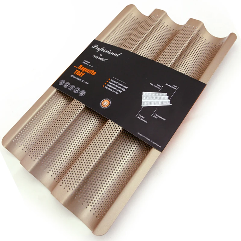 Антипригарный перфорированный лоток для багета 38x24 см выпечки французского