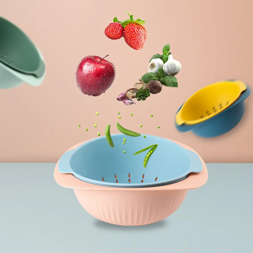 Кухонная корзина для слива портативная Съемная двухслойная хранения фруктов и