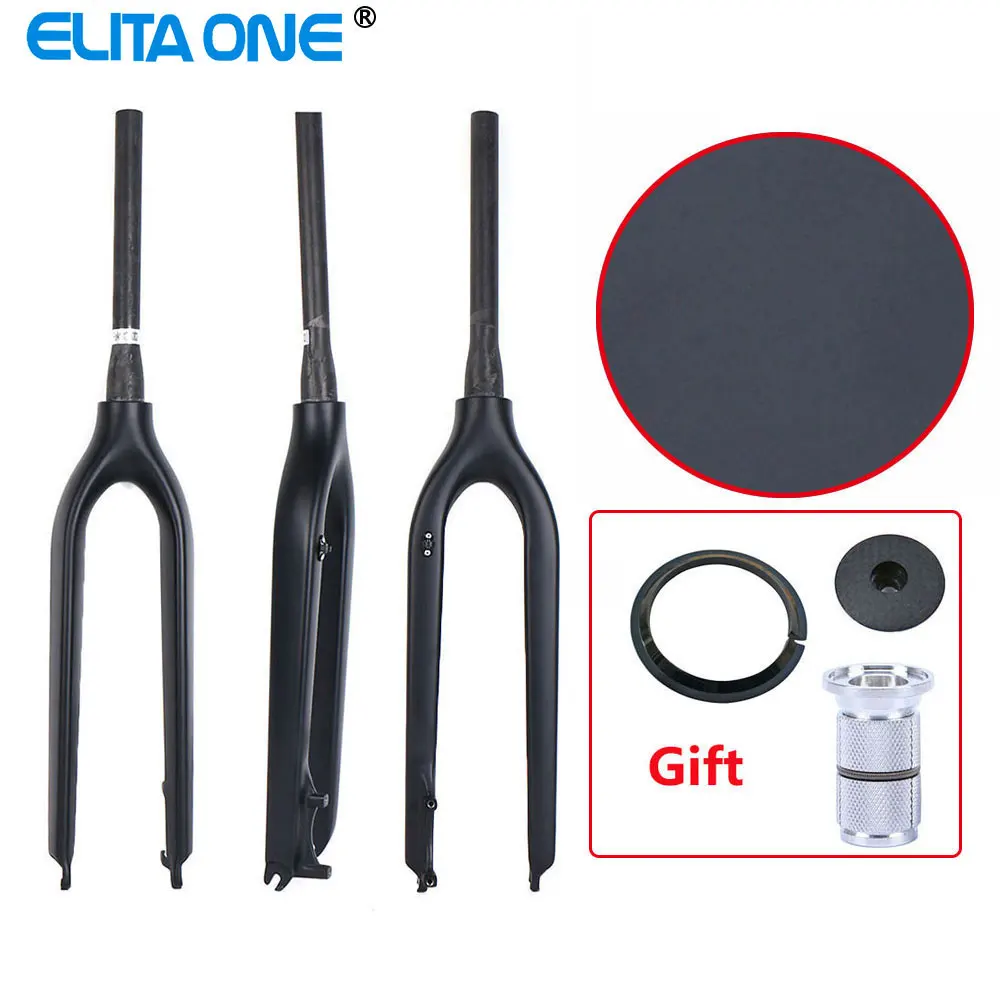 ELITA ONE MTB Bicycle Carbon Fiber Fork 26ER 29ER Disc Brake QR 9mm Rigid Mountain Bike Forks Tapered 1 1/8 1 1/2 UD Matte