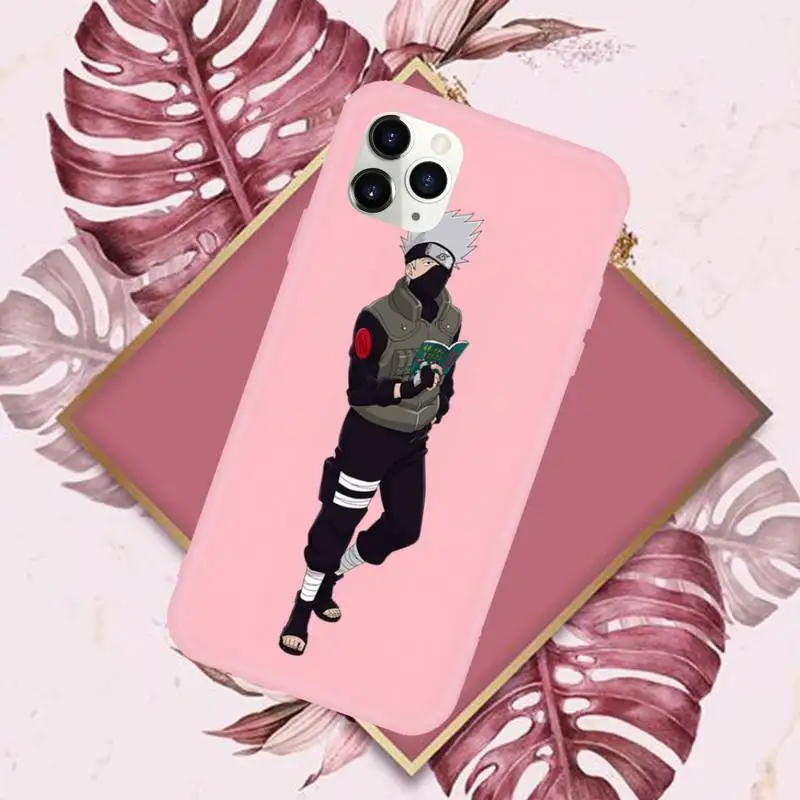 

naruto kakashi Phone Case Pink Candy Color for iPhone 11 12 mini pro XS MAX 8 7 6 6S Plus X SE 2020 XR