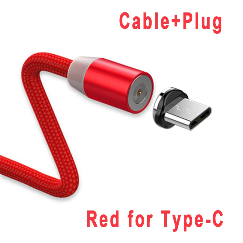 Red for Type-C Вы первый Usb-c кабель Micro USB Магнитный кабель type C провод для iPhone металлический штекер светодиодный зарядный кабель 1 м/2 м для Android ios - Цвет: Red for Type-C