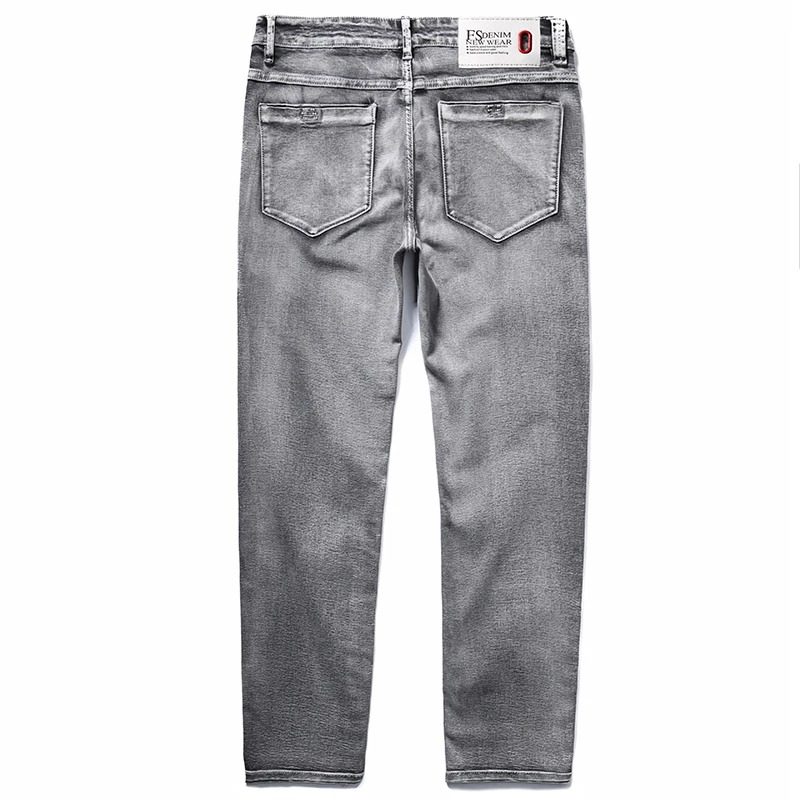 

2020 New Jeans Men Side Striped Slim Fit Jeans Fashion High Quality Ankle-Length Denim Trousers Plus Size 40 42 44 46