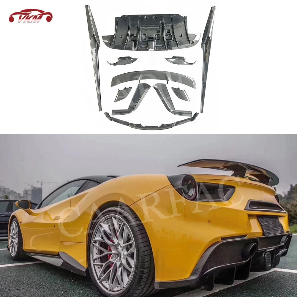 Front Lip Side Skirts Rear Diffuser Spoiler Bumper Trim for Ferrari 488 GTB Dry Carbon Fiber Body kit Exterior Decoration | Автомобили и