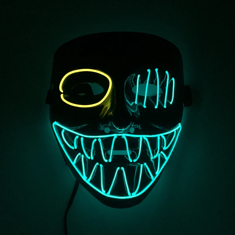 

Horror One Eyed Monster EL Wire Mask Cosplay Party Decor Scary Saw Tooth Face Led Mask For Halloween Carnival