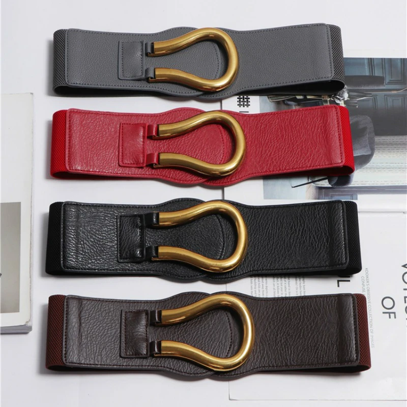 Элегантный эластичный широкий пояс для женщин брендовые пряжки ремни черный Cinch