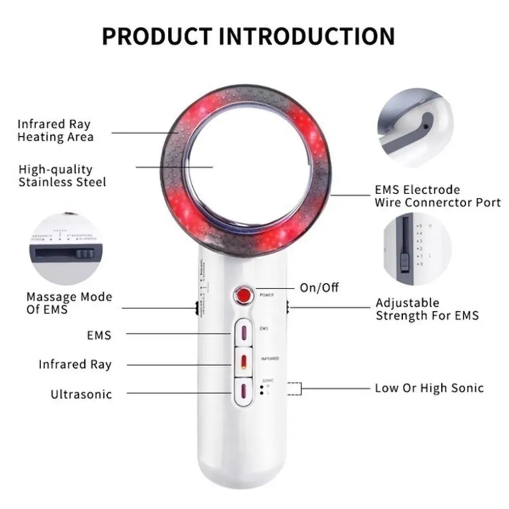 

3 In 1 Lifting EMS Infrared Ultrasonic Body Burner Face Slimming Massager Beauty Fat Ultrasound Cavitation Device Ma J9P9