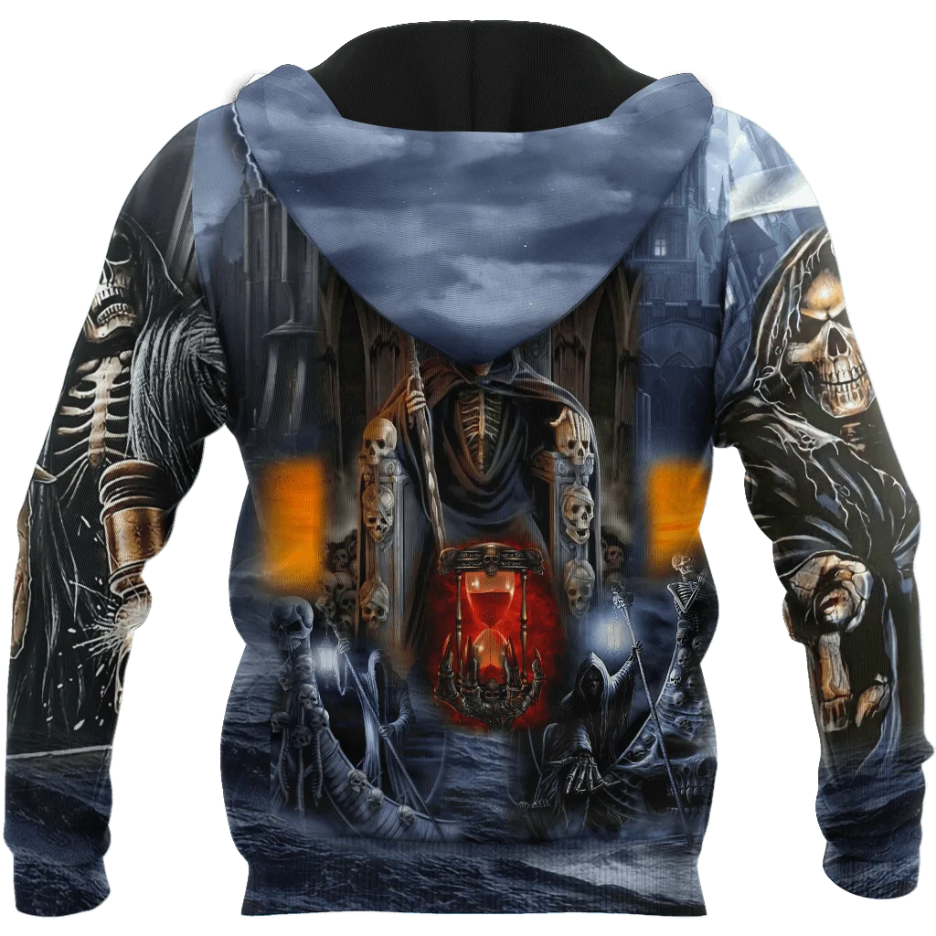Осенняя модная мужская толстовка унисекс с 3D-принтом черепа Жнеца уличная одежда