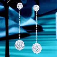 kellybola fashion cubic zirconia hollow ball pendant earrings luxury womens bridesmaid wedding banquet exquisite female jewelry