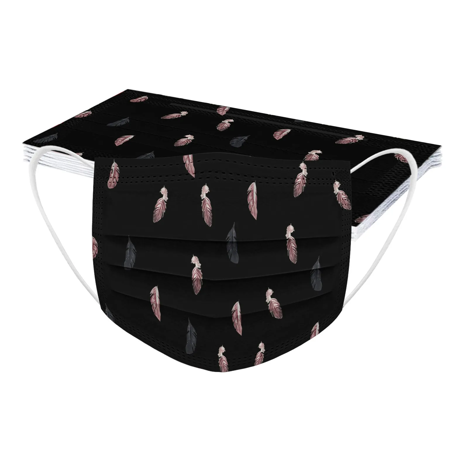 Маска одноразовая для лица взрослых дышащая Защитная с цветным принтом