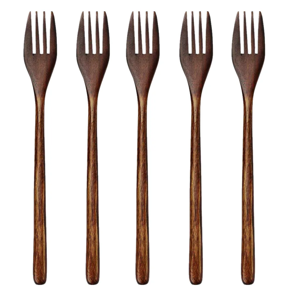 5 Pieces Wooden Soup Spoon and  Fork Eco Friendly Set for Eating Mixing Stirring Tableware Natural Ellipse Ladle eco friendly images - 6