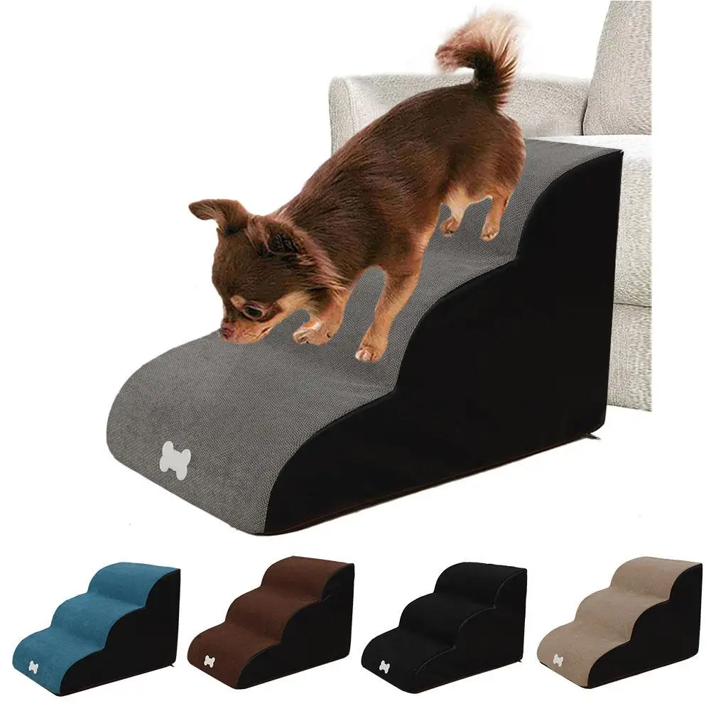 

NEW Pet Dog Stairs 3 Steps Slope Pet Ramp Dog House Ladder Anti-slip Flannel Sofa Bed Ladder Dog Bed Stairs For Small Dog Cat