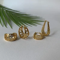 filigree wide hoop earrings for women girls oval round hollowed out texture love heart chunky hoops