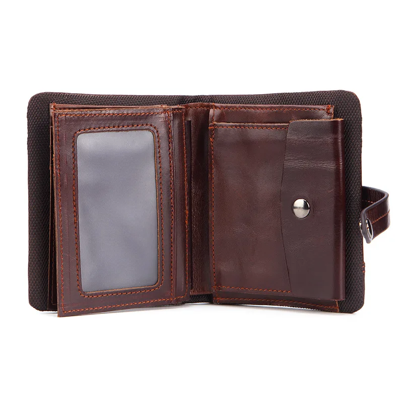 

New Business Pocket Men Wallet Cowhide Leather Zipper Bill Purse Men's ID Credit Bank Cards Coin Bag Hasp Handheld