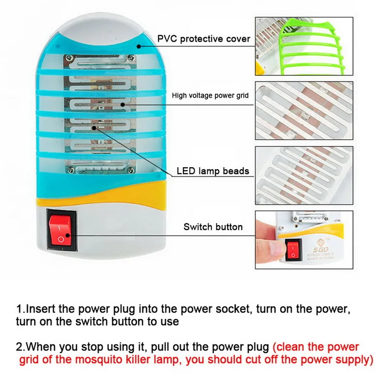 Домашняя практисветодиодный светодиодная розетка Электрический репеллент от