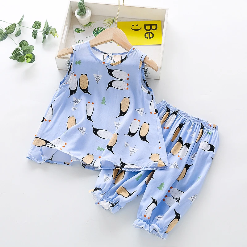 

Summer Children's pajamas set Baby suit Kids Clothes Toddler Boys Girls Cartoon Short sleeve Tops Pants Set home Wear