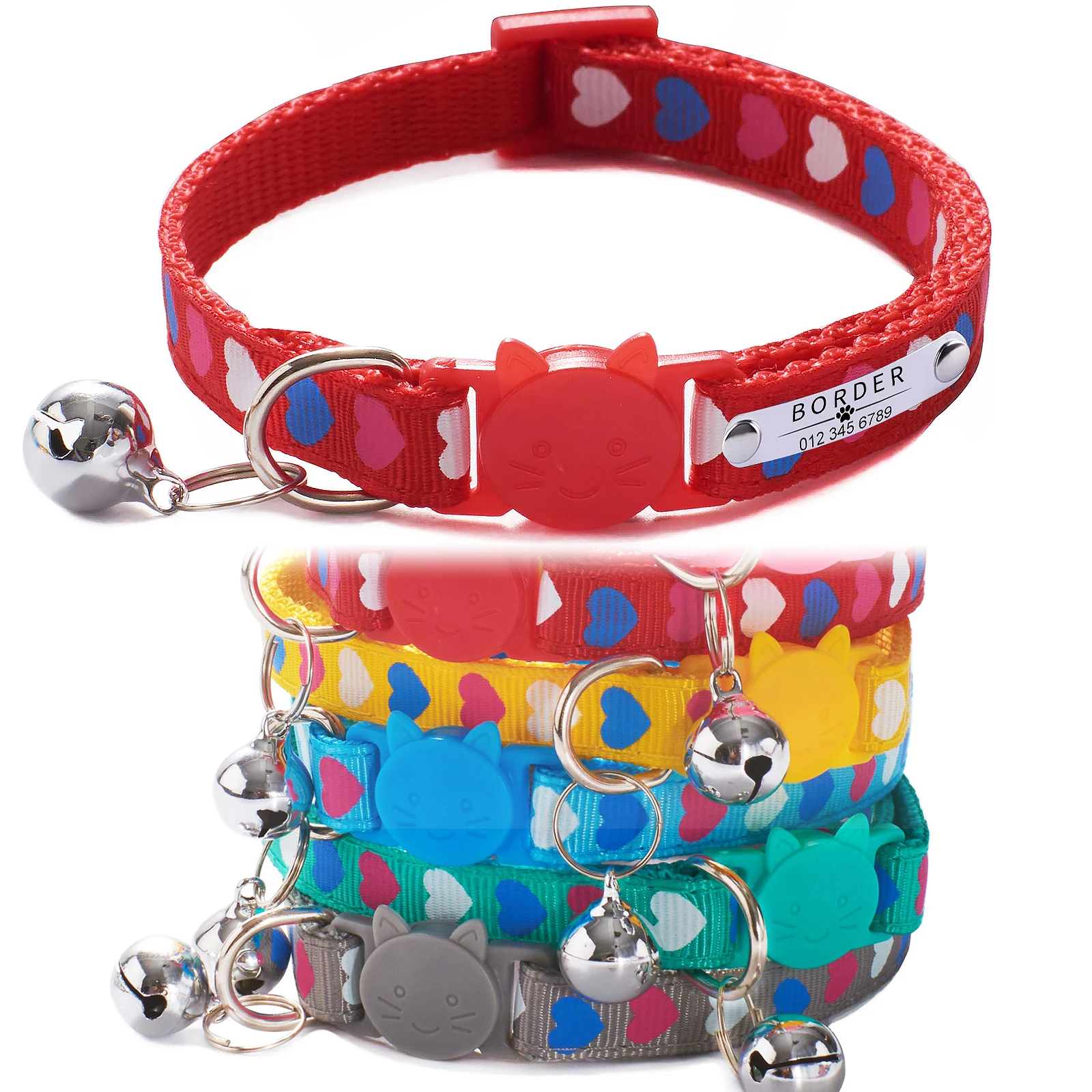 

Pet Necklace Kitten Collar Cute Dog Small Pet Cats Necklace Adjustable Collars with Bell Pet Cat Leads Accessories Safe Buckles