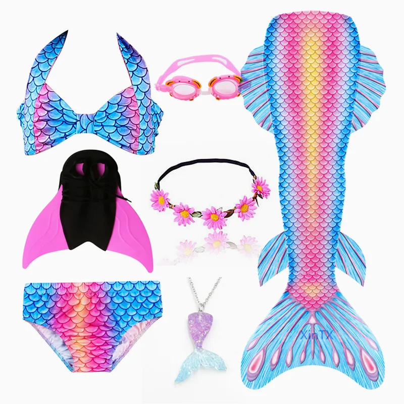 Купальник бикини для девочек с хвостом русалки и моноластами|Костюмы девочек| |
