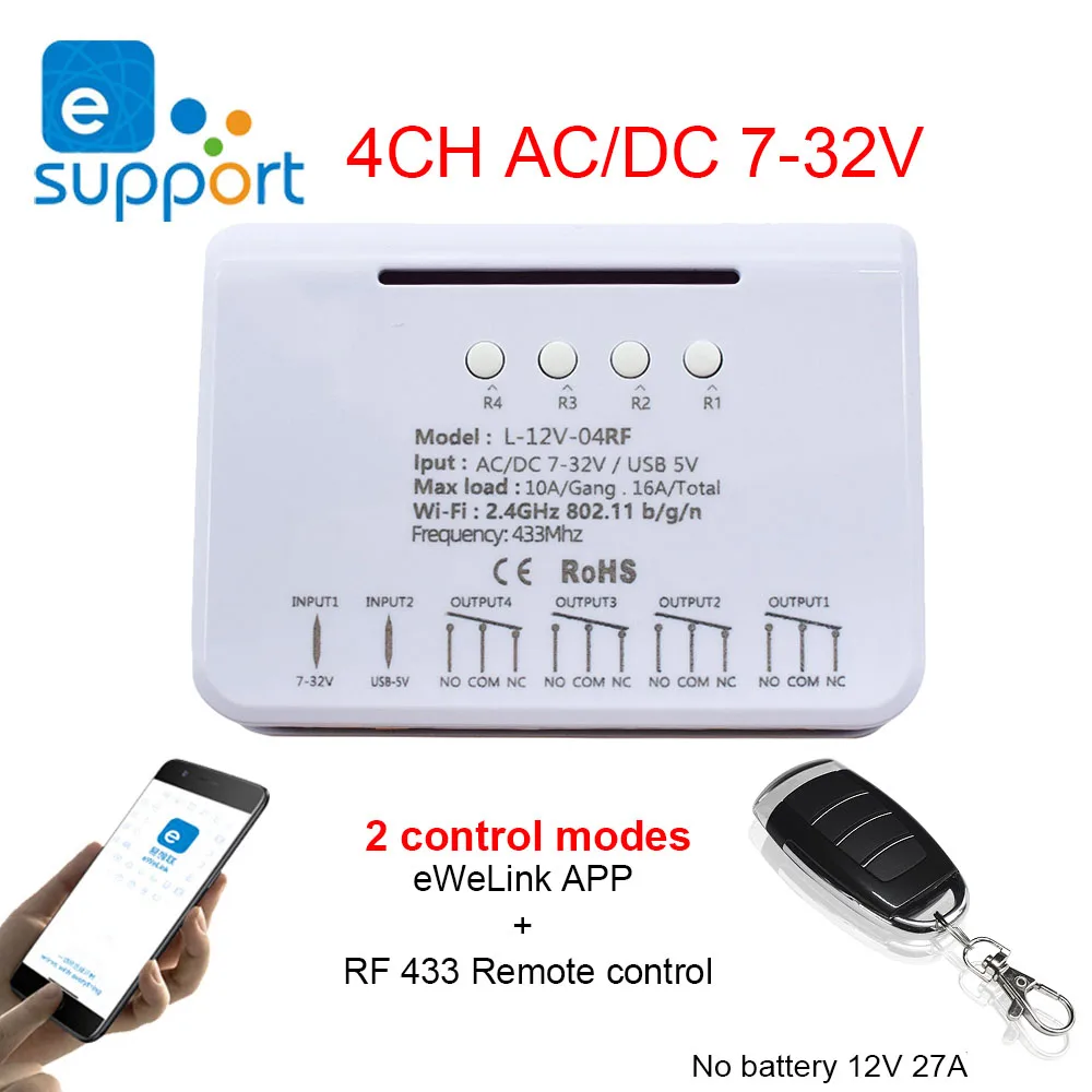 

Ewelink APP Wifi Wireless DIY Smart Switch Module 433 Remote Control Smart Home Garage Universal Remote Relay Alexa Google Home