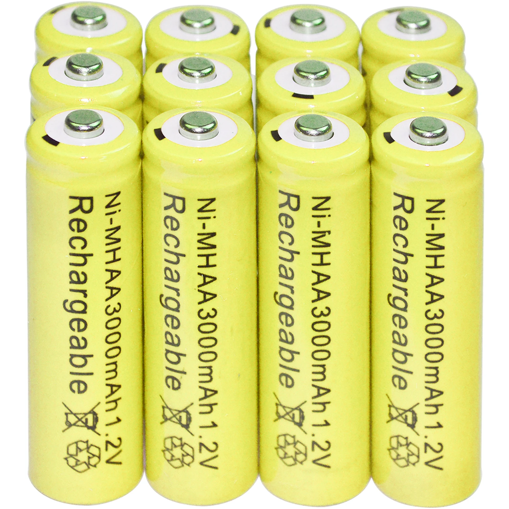 4-48pcs New Brand AA rechargeable battery 3000mah 1.2V NI-MH Rechargeable for led light toy mp3 Yellow | Электроника
