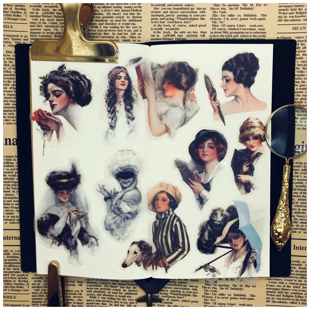 30 шт./компл. винтажная девушка леди вельм бумажная наклейка для творчества