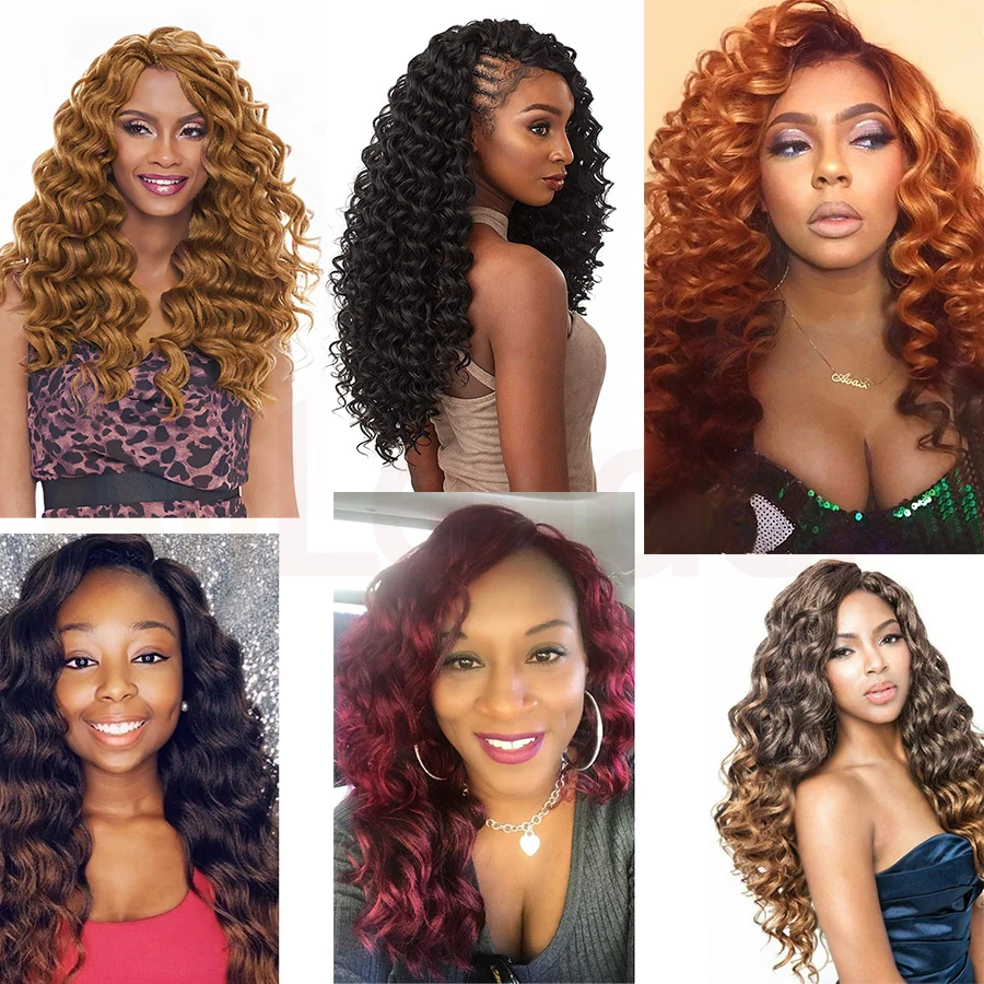 

Alileader 3 Pcs Deep Wave Crochet Hair New Synthetic Braiding Hair Extensions For Women 18 Inches Quality Curly Hair Bundles