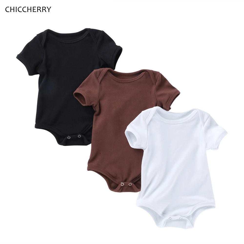 Белый/черный/коричневый однотонный боди с короткими рукавами для малышей Macacao Bebe