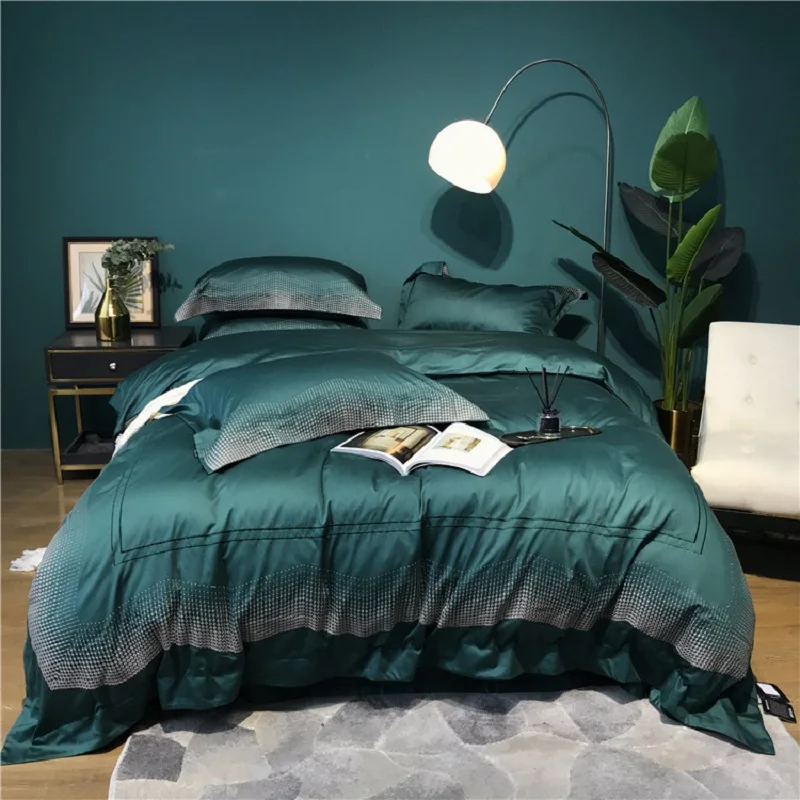 

2020 Hotsale Bedding Set 1.8m Bed High-end 100-count Long-Staple Cotton Light Luxury 4pcs Nordic Simple Embroidery Quilt Cover