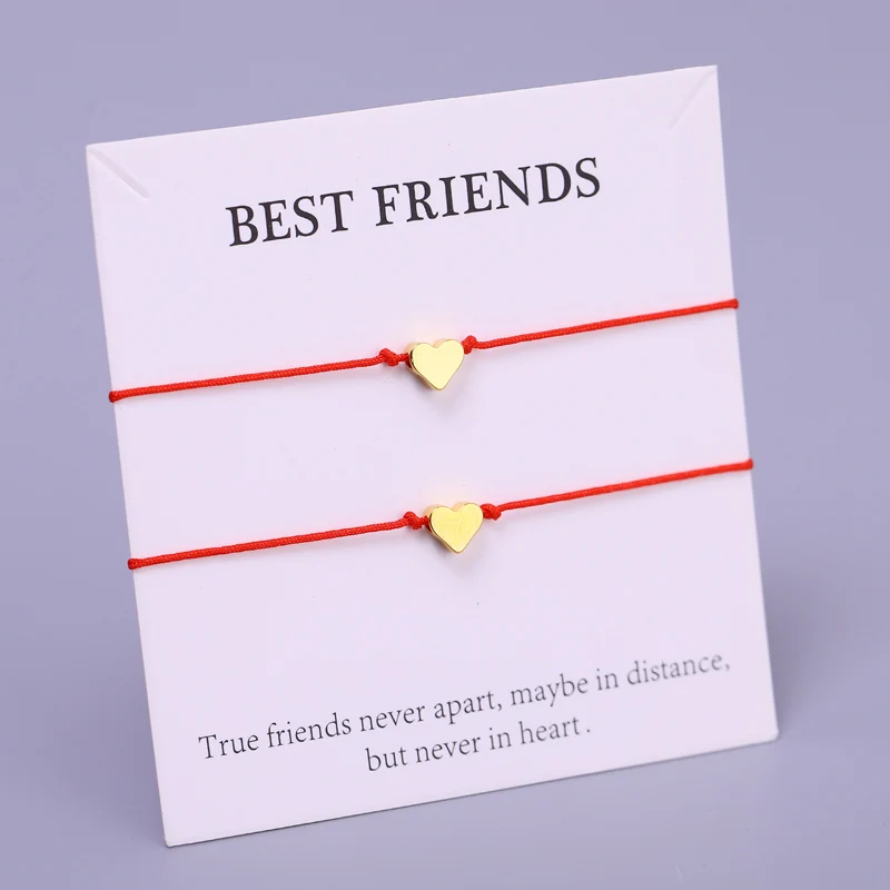 (Набор) регулируемые браслеты для влюбленных женщин и девушек с сердцем друзьями