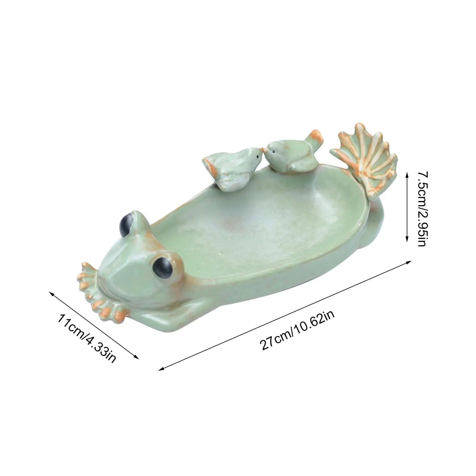 

Frog Shape Bird Feeder Ceramic Dish Flowerpot Garden Ornament Craft Office Fruit Tray Home Decoration