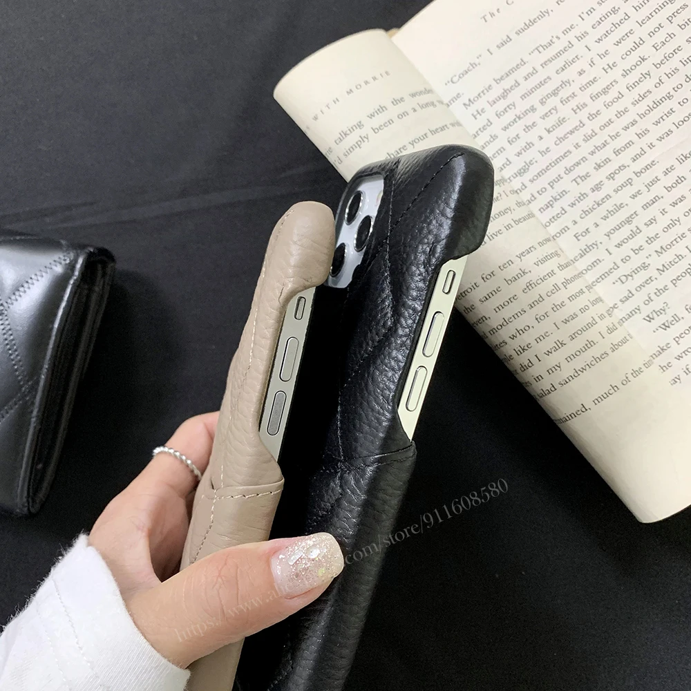for iphone 13 12 11 pro xs max x xr plus luxury brand genuine leather card pocket case top quality phone cover accessory bag free global shipping