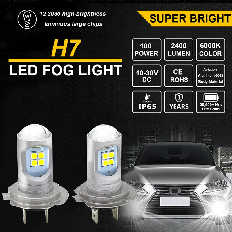 Противотуманные фары для Lexus GX470 RX330 330 350 LX470 IS200 IS 250 GX LED H7 IP65 белые 6000K DRL 2400LM