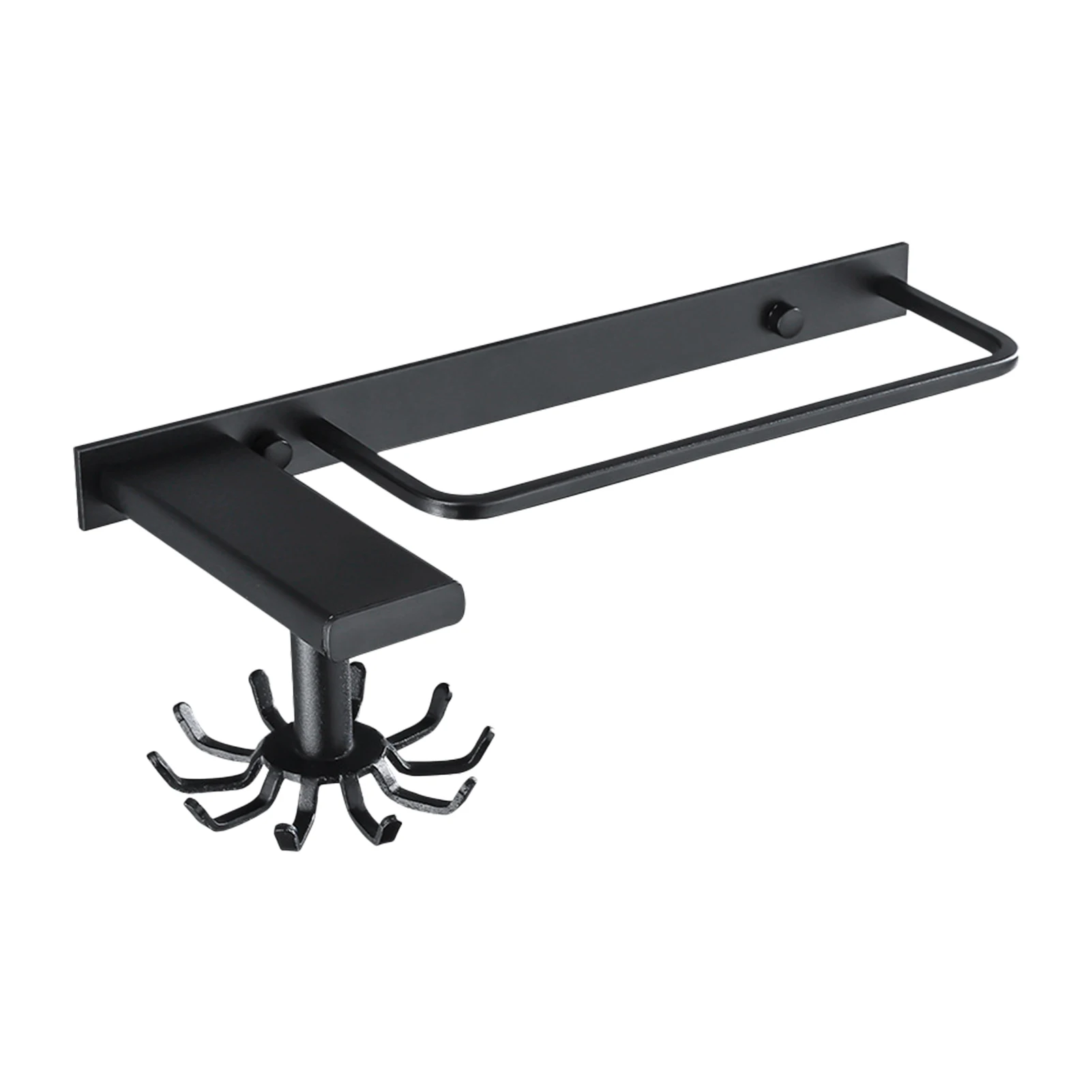 

Towel Bar Accessories Storage Rack For Spatula Spoon Wall Mounted With 10 Hooks Space Aluminum Kitchen Utensil Hanger Cooking