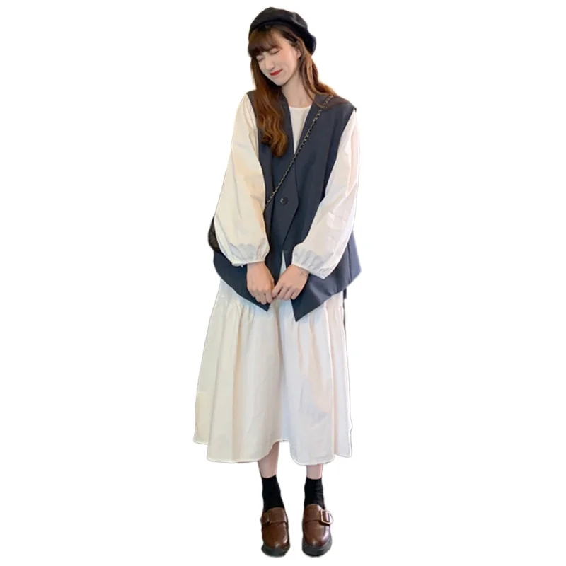 

Spring Clothes 2021 New Tea Break French Dress Suit Jumper Dress Children's Design Sense Non-mainstream Temperament Long Dress