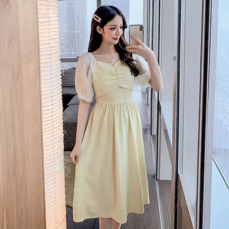 

Женское платье с квадратным вырезом, длинное белое платье с юбкой в стиле ретро на лето