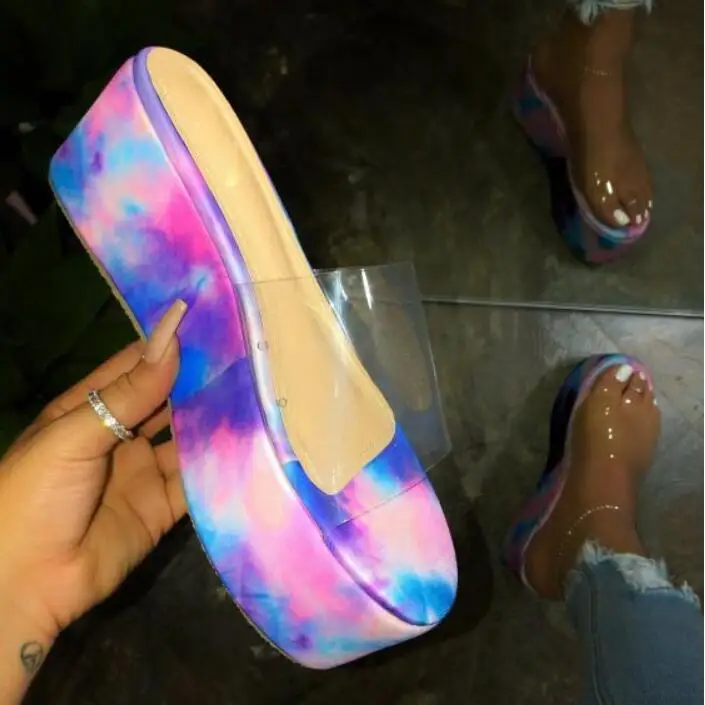 Новинка Женские пляжные сандалии из водонепроницаемого материала на платформе и