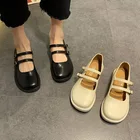 Демисезонные женские туфли мэри джейн на плоской подошве; Кожаные туфли с двойной пряжкой; Повседневные туфли на низком каблуке; Туфли-оксфорды для девушек; 9235N