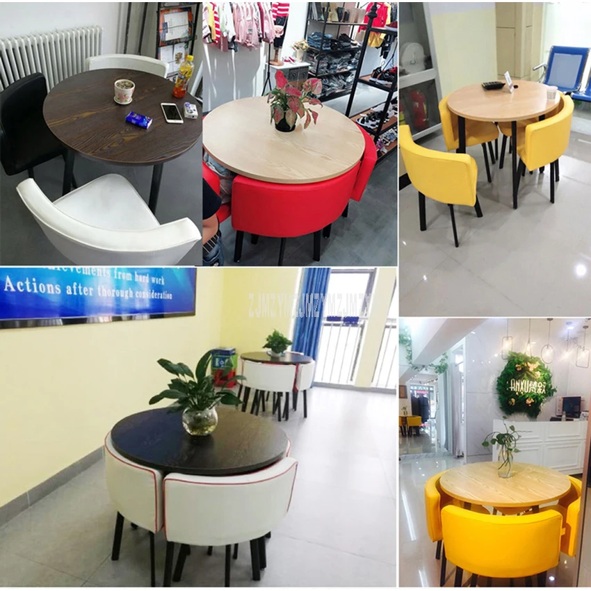 Кофейный столик 80 см/70 см на четыре человека со стулом комбинированный стол для