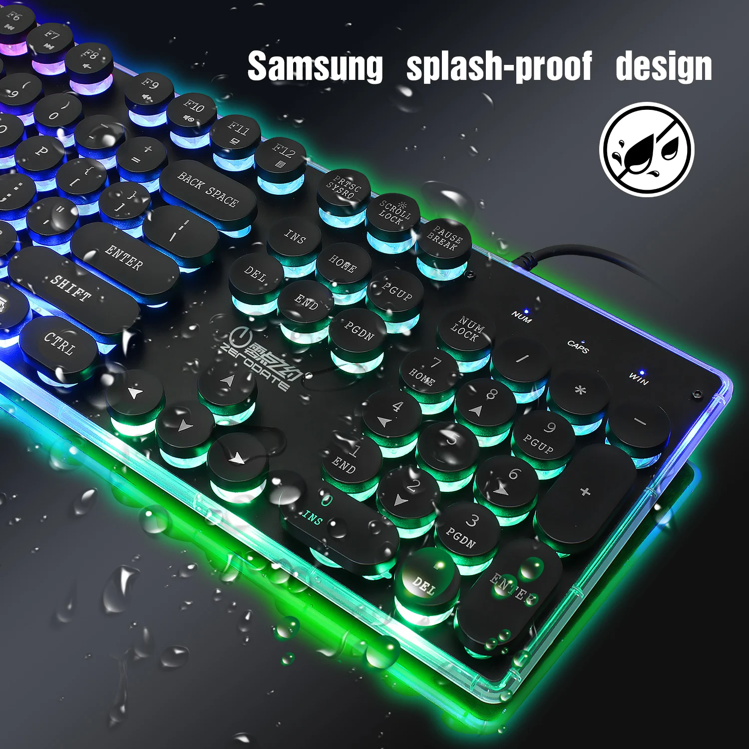 1,5 м Проводная RGB подсветка английская клавиатура 104 клавиши панк ключ Кепка Ретро стиль металлическая панель игровая клавиатура