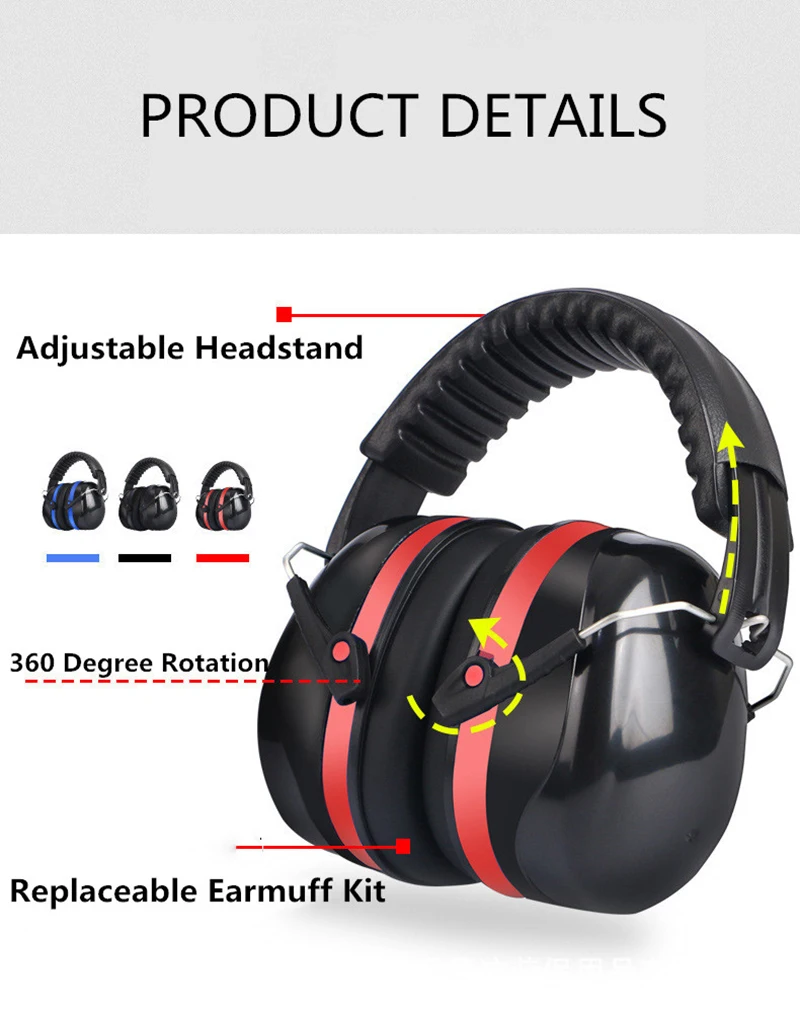 

Adjustable Ear Defenders Earmuffs Hearing Protection Ear Noise Reduction Electronic Hearing Protective Ear Protection