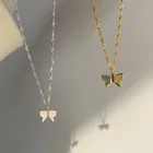 Женское золотистое ожерелье с цепочкой до ключиц, серебряное ожерелье с бабочкой из стерлингового серебра 925 пробы