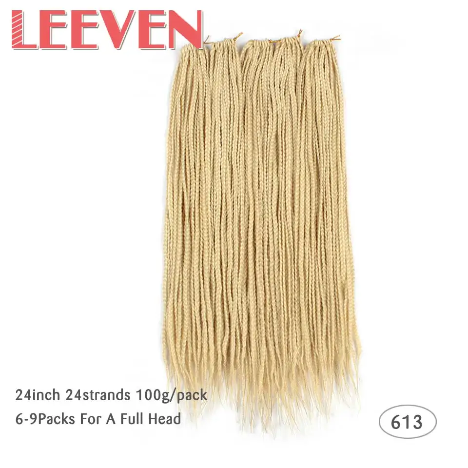 Leeven 24 дюймовый ящик оплетки косы с крючком выдвижения волос эффектом деграде(переход от темного к синтетические косички, волосы, розовый, синий, 24 шт./Упаковка накладные волосы на крючке - Цвет: #613
